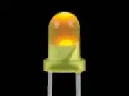 A yellow 3mm LED with two leads