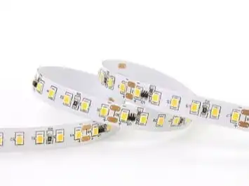 A reel of white LED strip with SMD 2835 LEDs