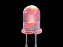 A 5mm LED with a clear epoxy lens and two leads