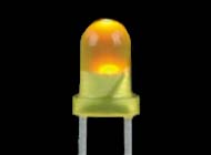 A yellow 3mm LED with two leads