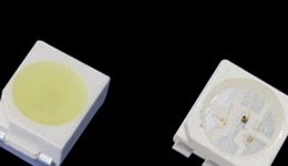 Two SMD LEDs: a 3528 and a 5050 package
